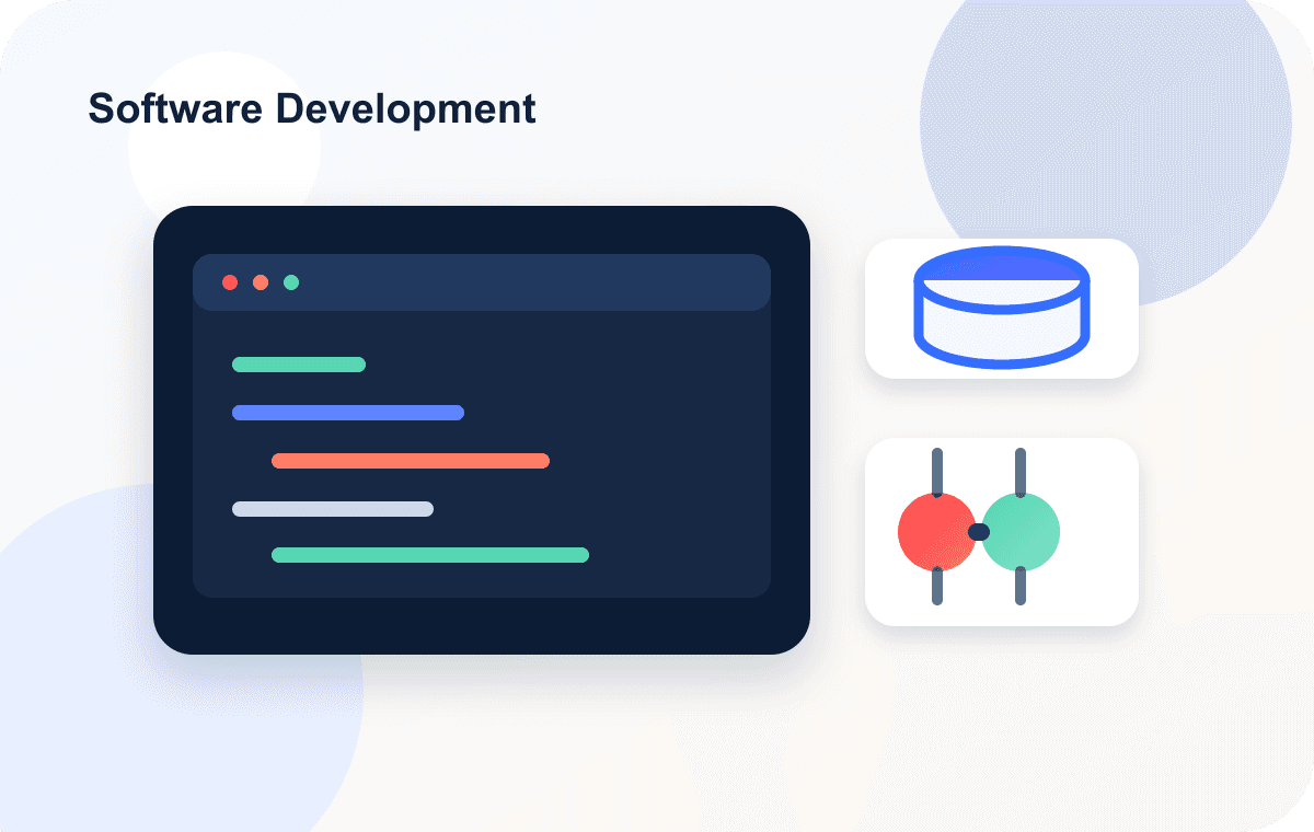 Custom software dashboard and code workflow preview